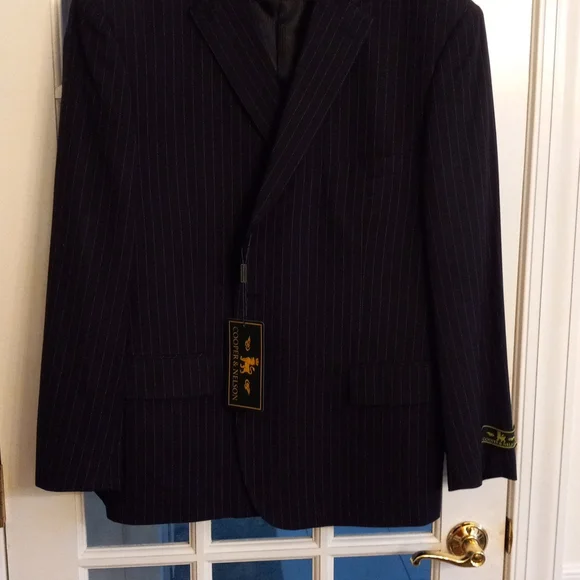 Cooper & Nelson Mens BlackPinstripe Blazer Size 48R 42W.